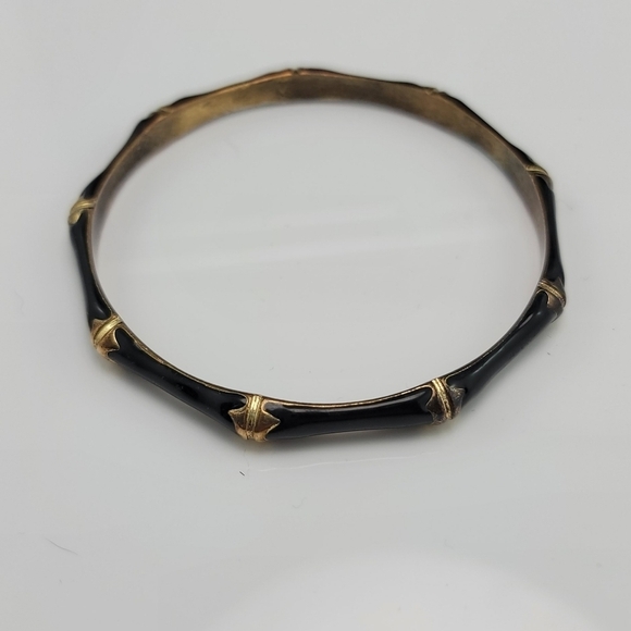 Black enamel bamboo shaped bracelet GUC - Picture 3 of 7